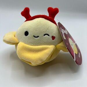 NWT Squishmallows Junie Banana 4”  Valentines Heart Headband Clip 2024 Yellow